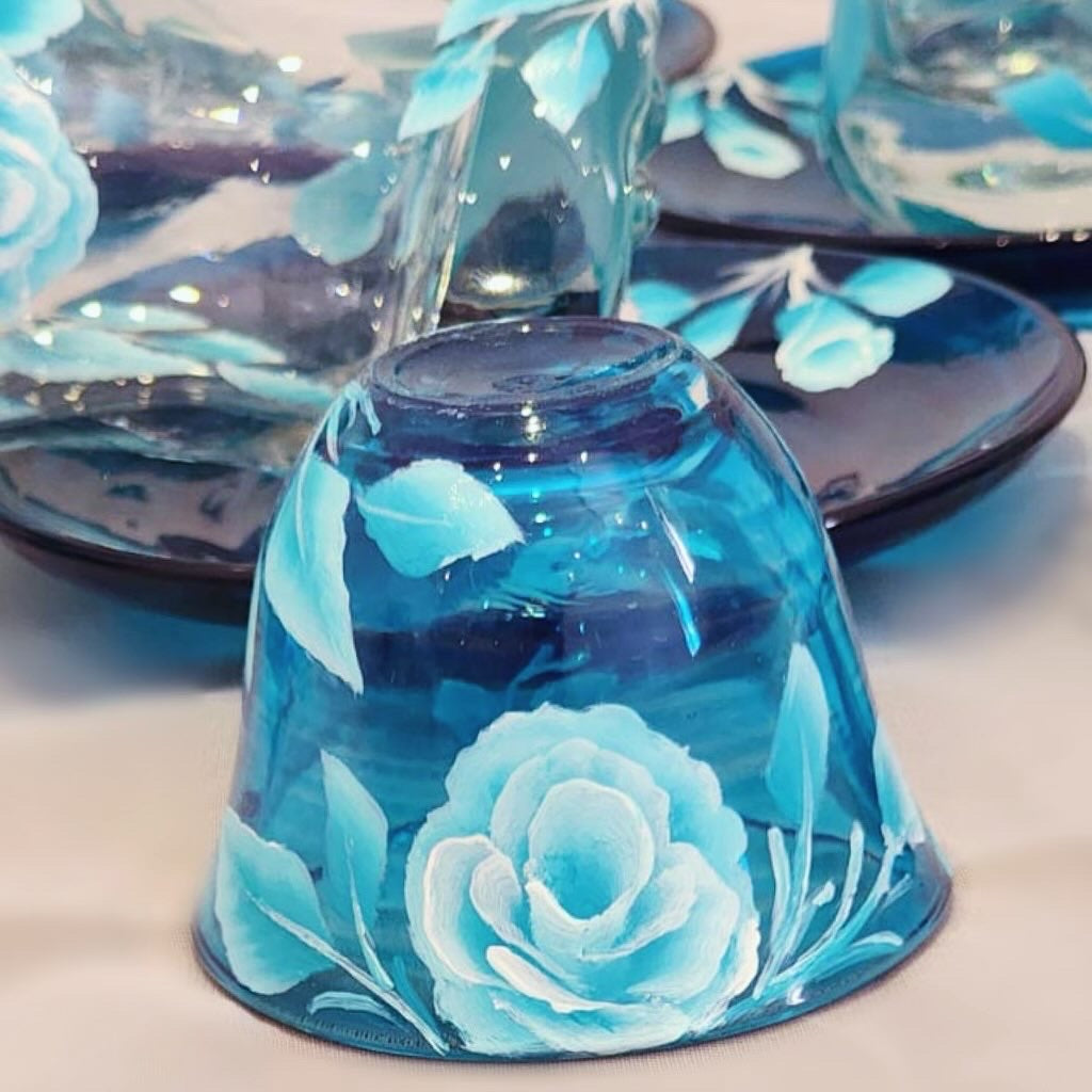 Aqua roses tea & coffee set