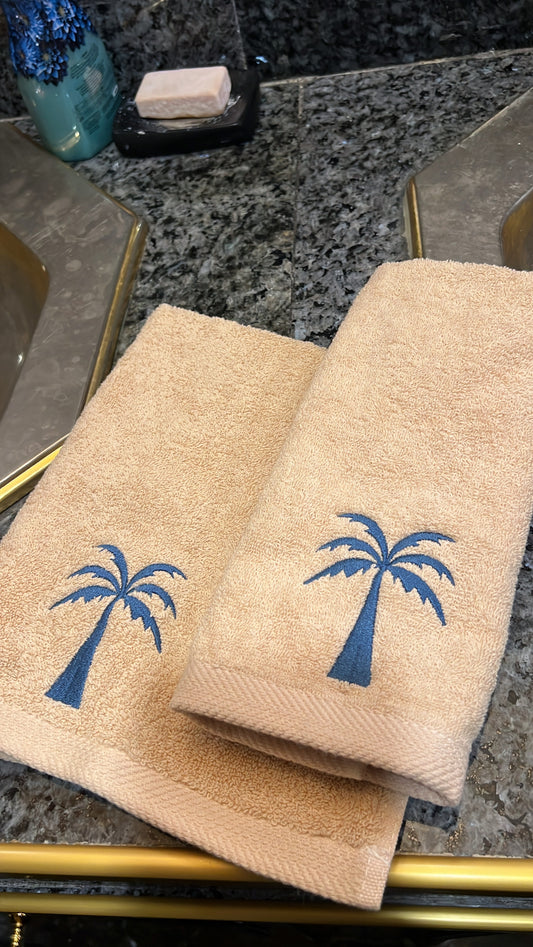 Blue Palm Set - Large Beige