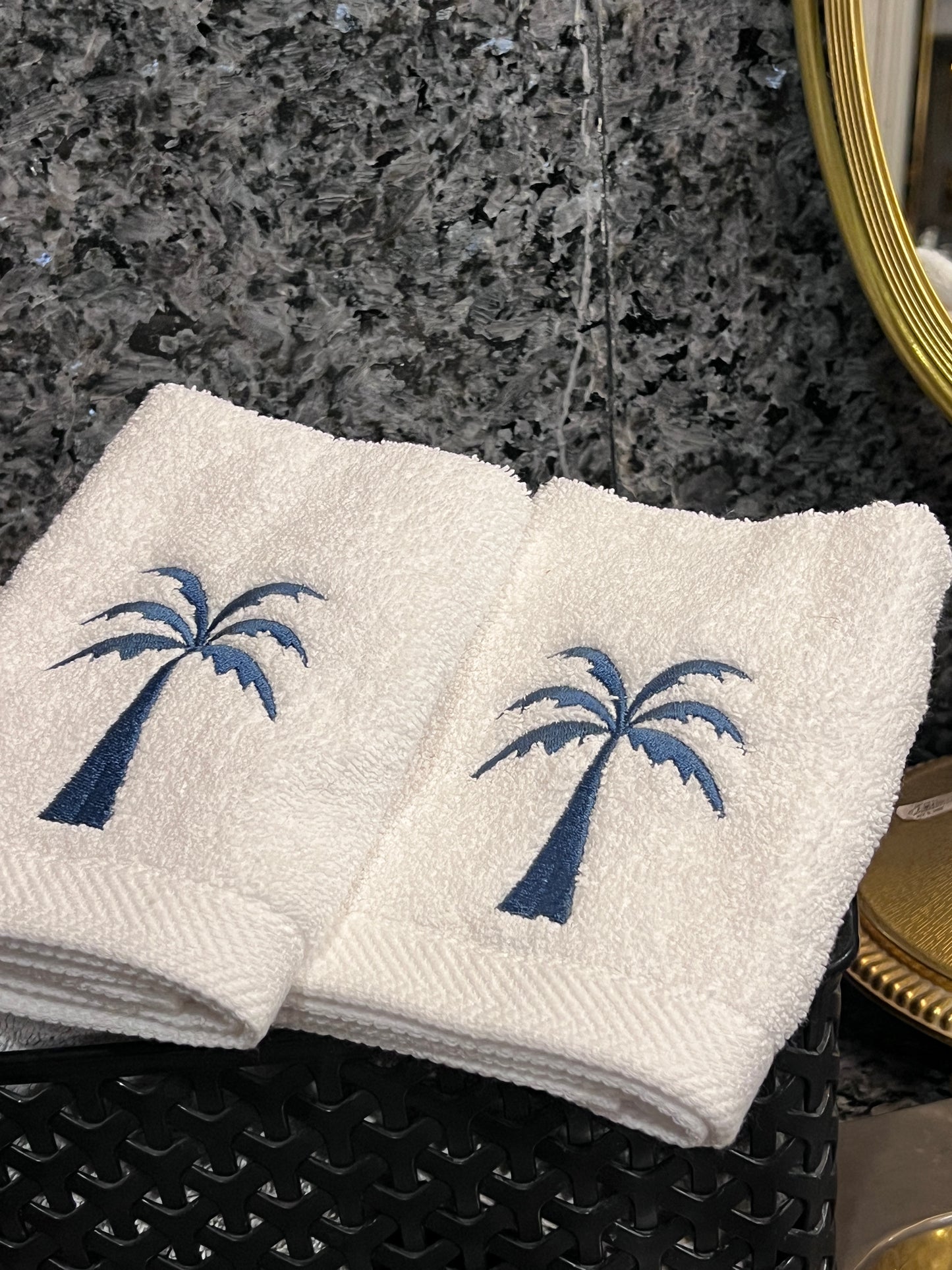 Blue Palm Set - White