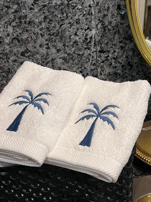 Blue Palm Set - White