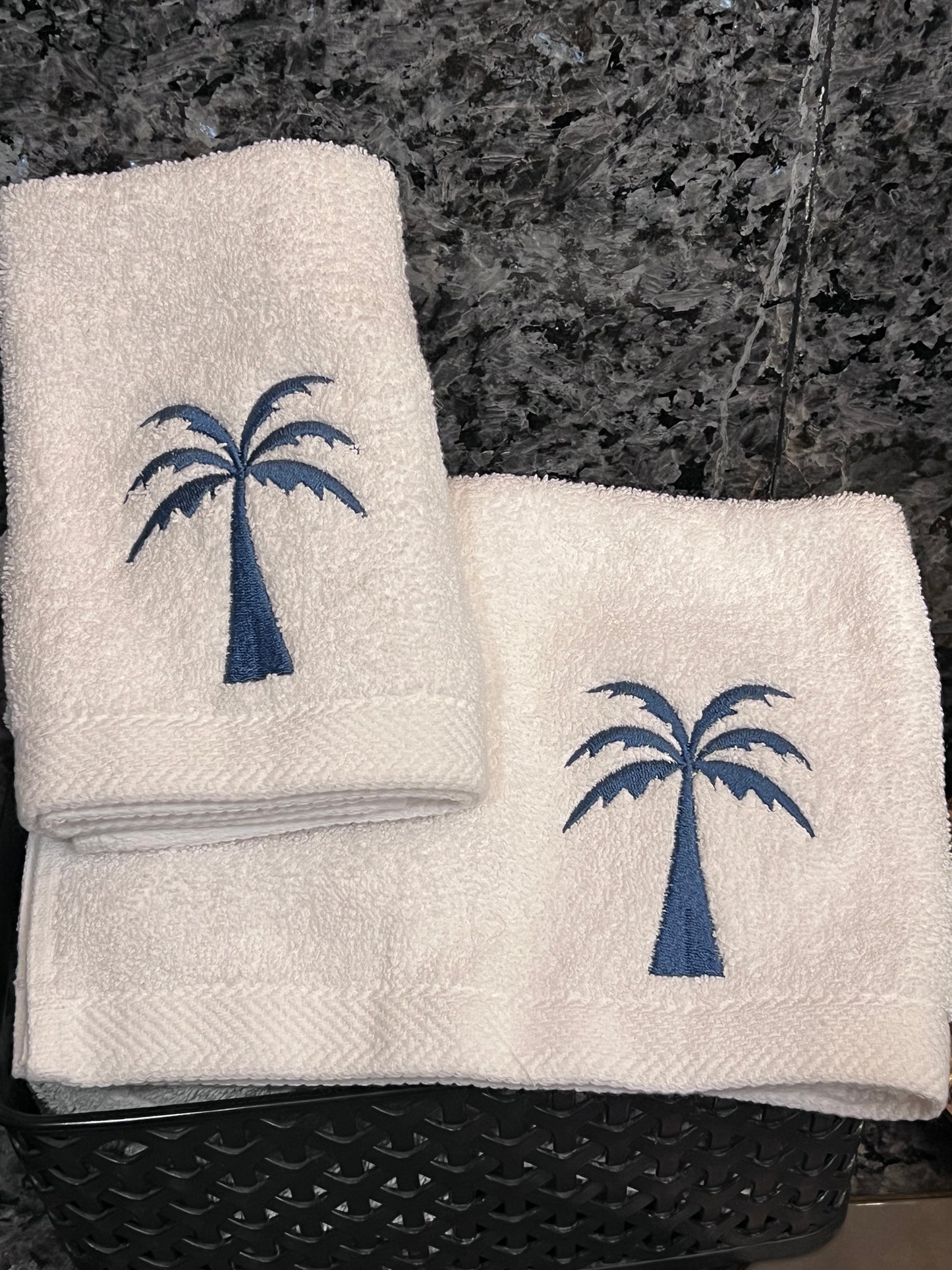 Blue Palm Set - White