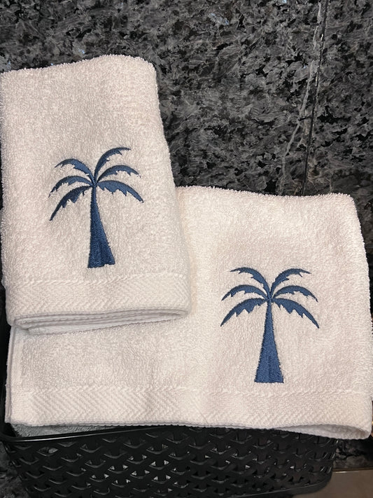 Blue Palm Set - White