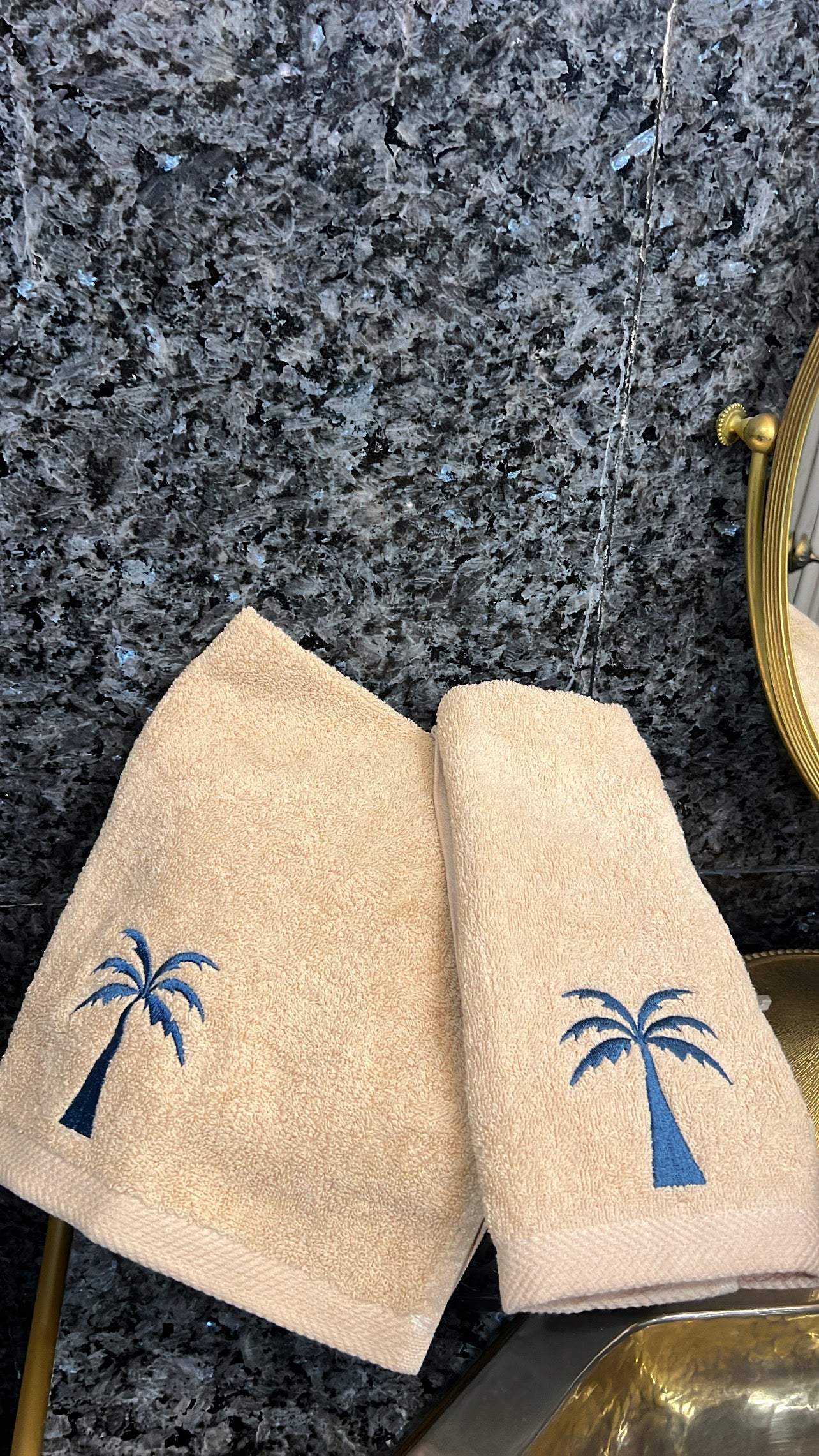 Blue Palm Set - Large Beige