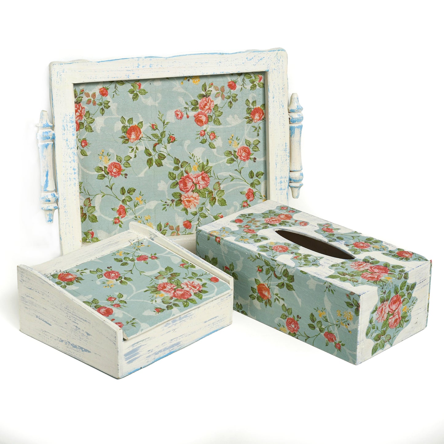 Tray & tea box- English rose