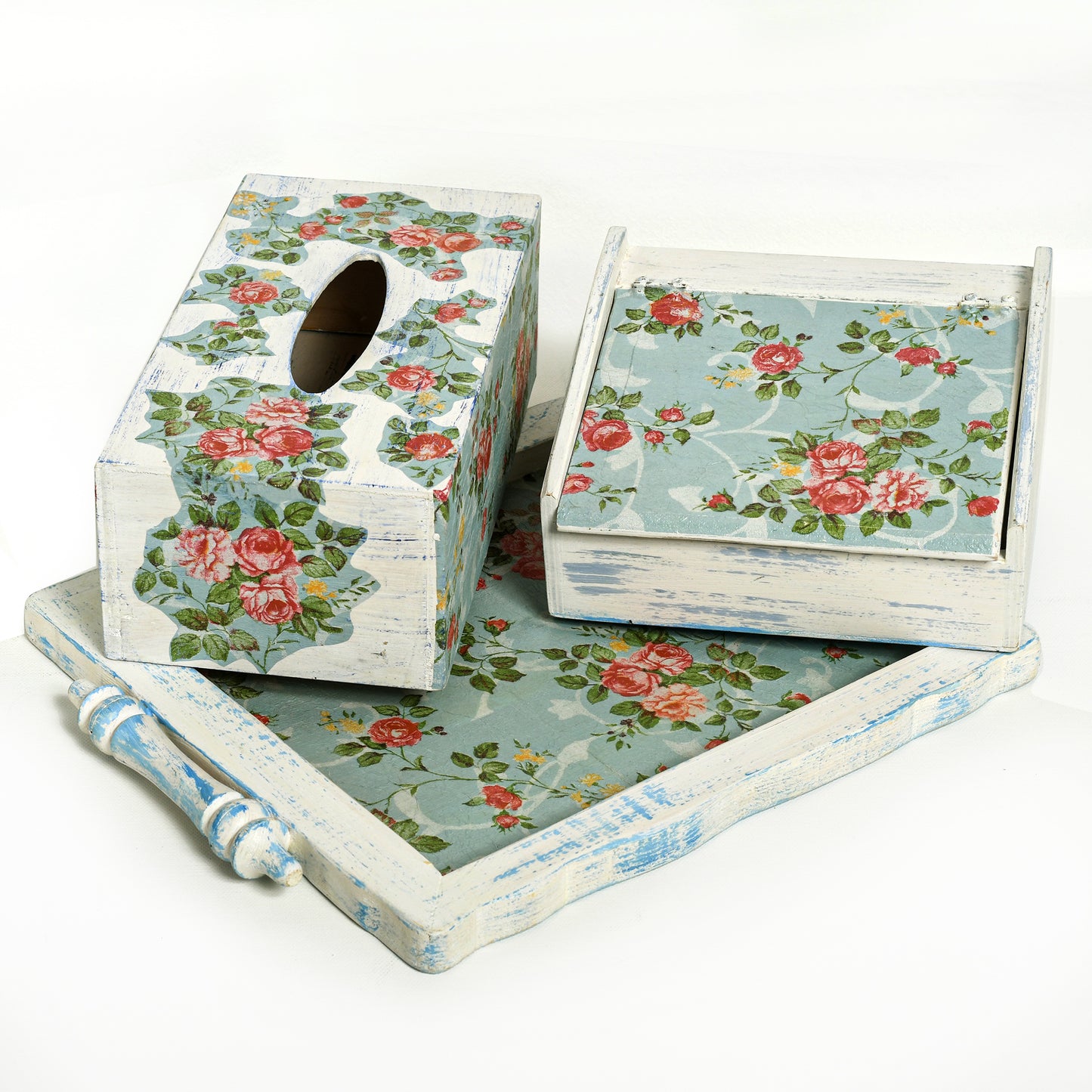 Tray & tea box- English rose