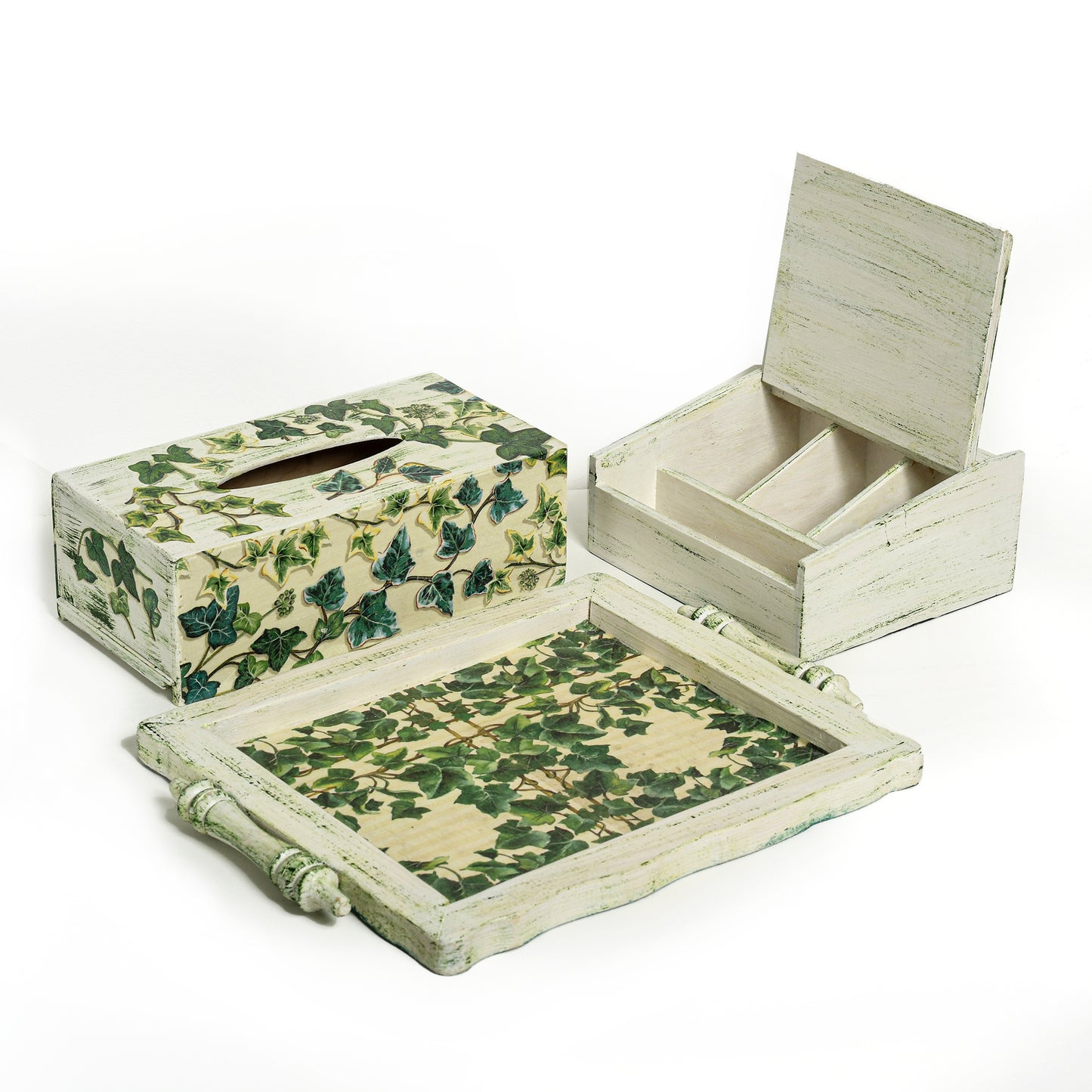 Tray & tea box - ivy