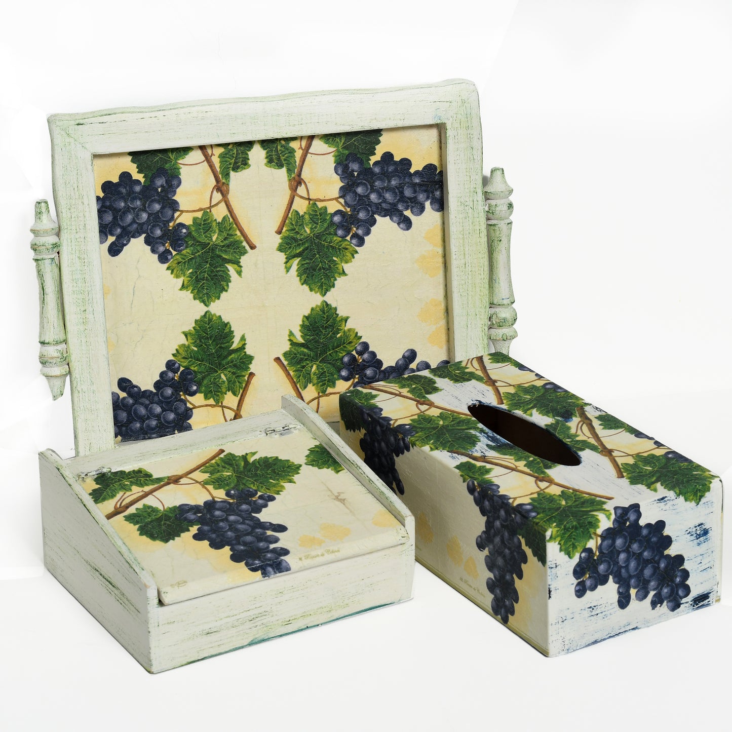 Tray & tea box - grapes