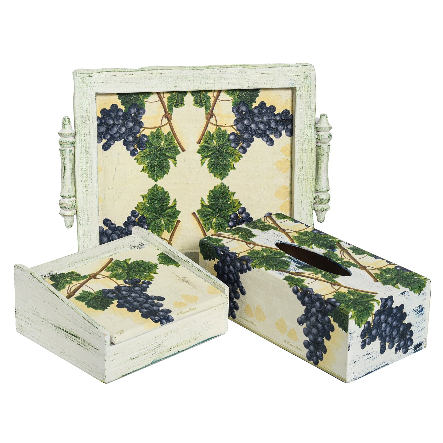 Tray & tea box - grapes