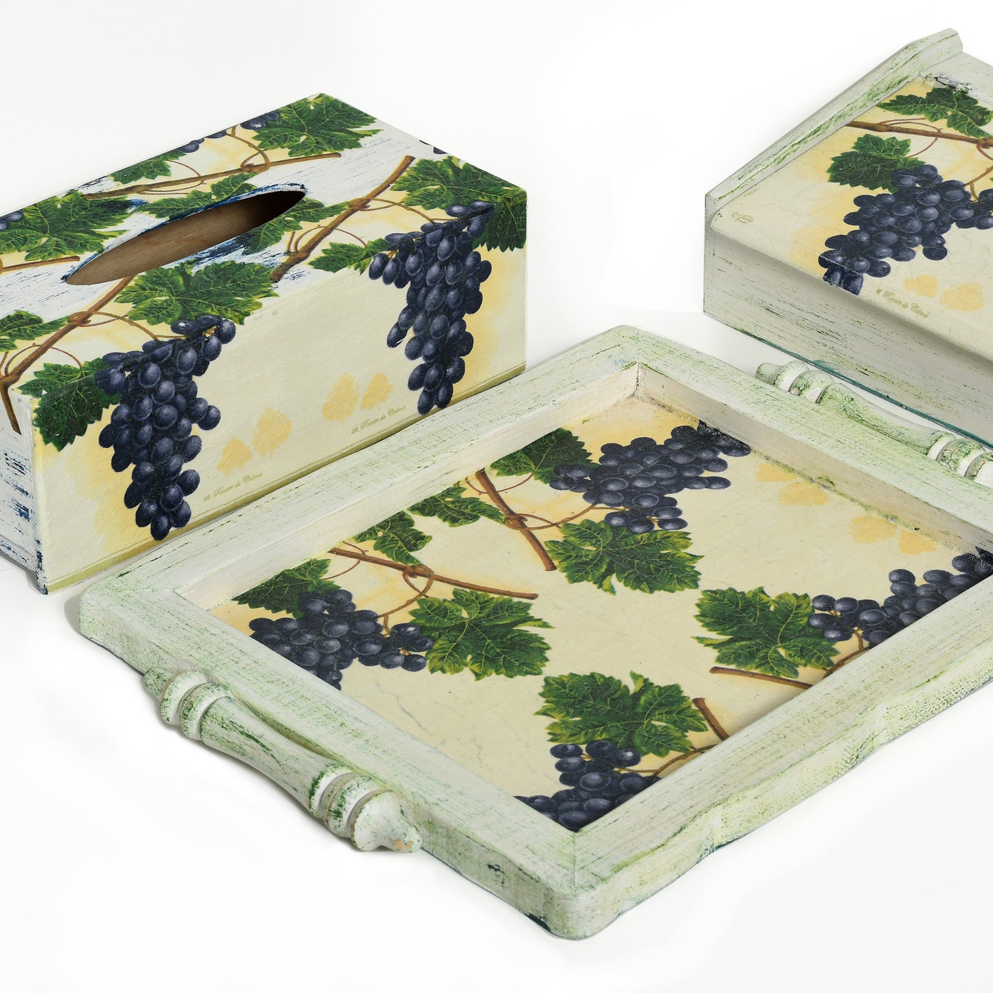 Tray & tea box - grapes