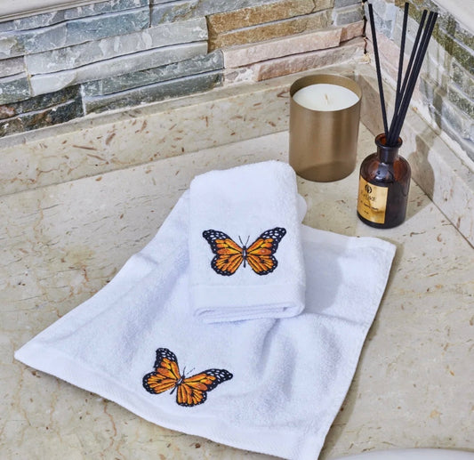 Butterfly Towel Set -White