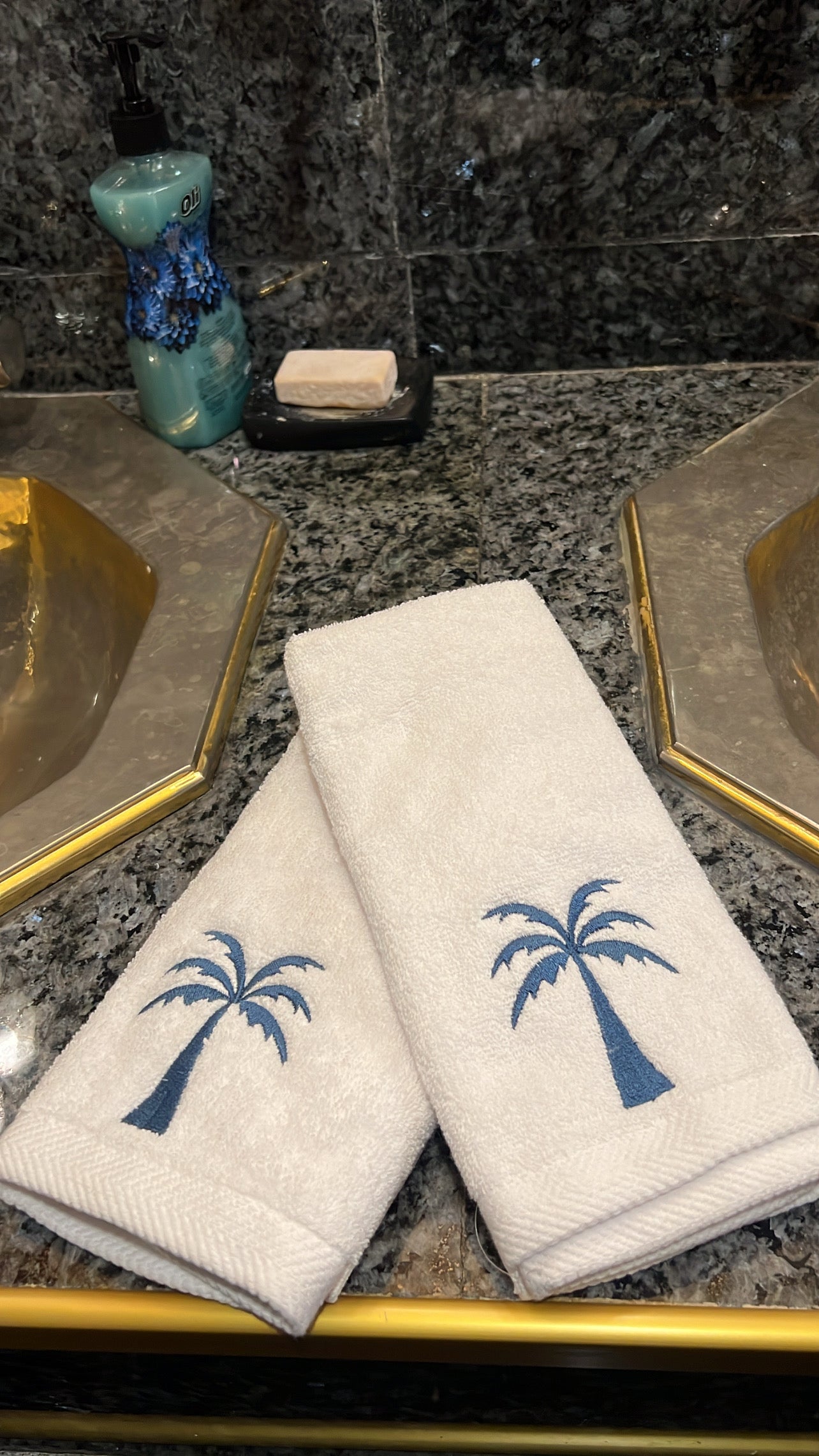 Blue Palm Set - large White