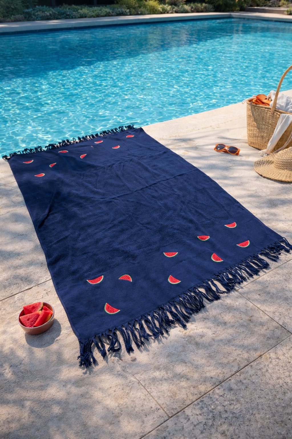 Navy Blue Watermelon Beach Towel
