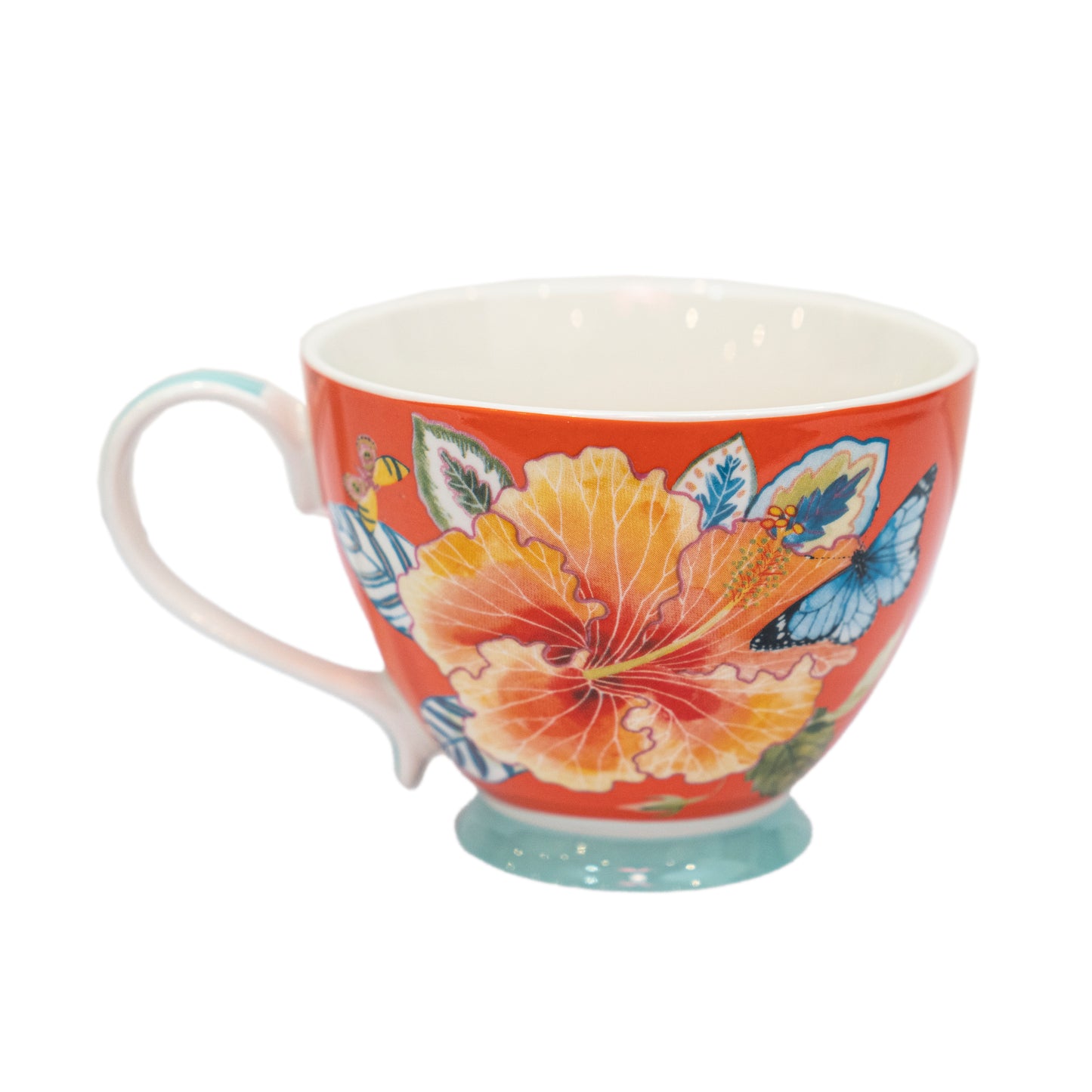 Orange floral mug - ZwarahHome