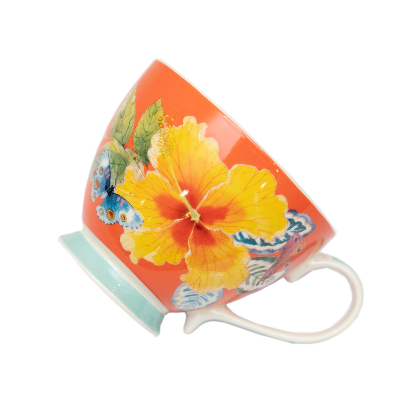 Orange floral mug - ZwarahHome