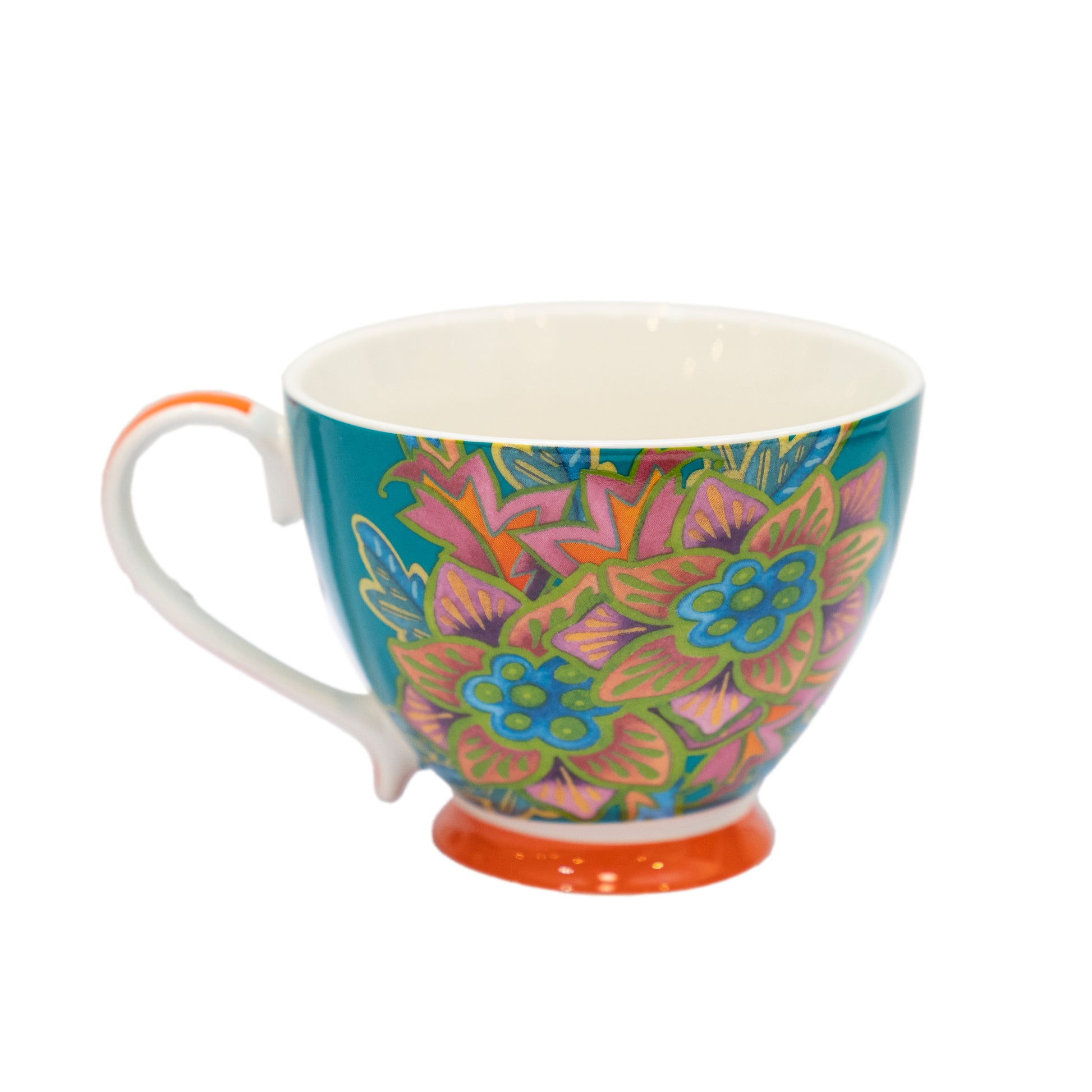 Teal floral mug - ZwarahHome